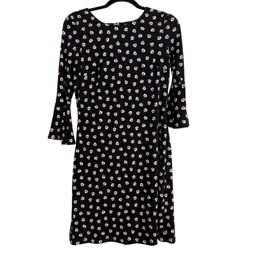Tommy Hilfiger Black Floral Bell Sleeve Shift Dress Size 2 EUC Career Chic‎